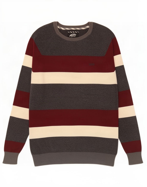 Maglione maglione girocollo da uomo di Vans piccolo cotone a righe multicolore