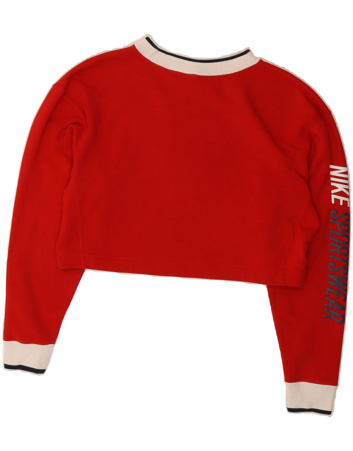 NIKE Womens Oversized Crop Sweatshirt Jumper UK 10 Small Red Polyester Vintage Nike and Second-Hand Nike from Messina Hembry 