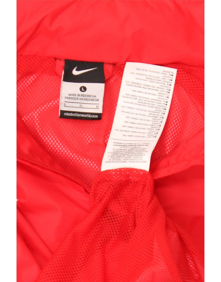 Giacca antipioggia con cappuccio Nike da uomo UK 40 grande nylon rosso