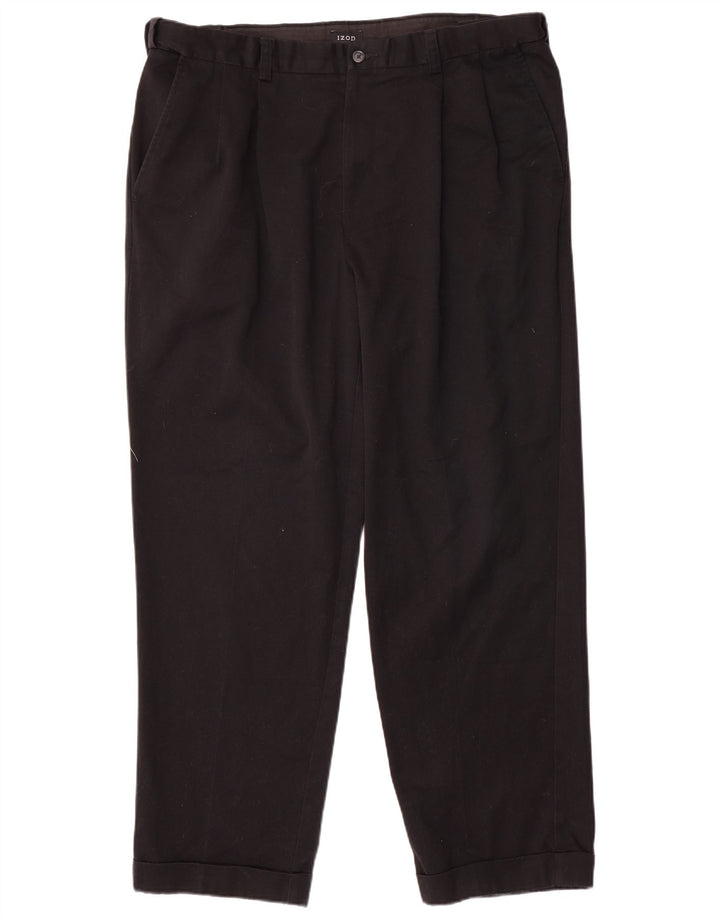 Pantaloni chino con pegging da uomo Izod W38 L31 poliestere nero