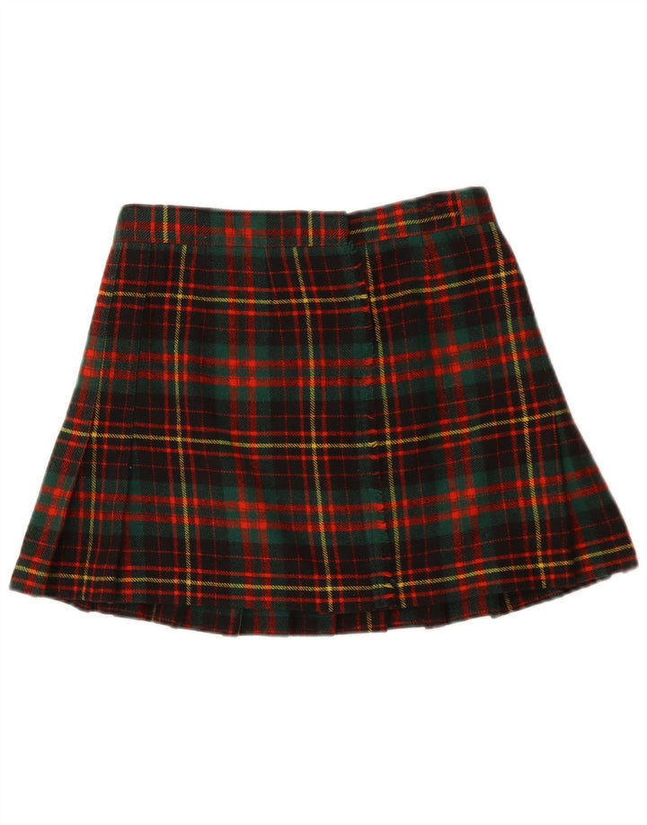 Gonna a pieghe avvolgente da donna vintage IT 42 media W28 scozzese multicolore