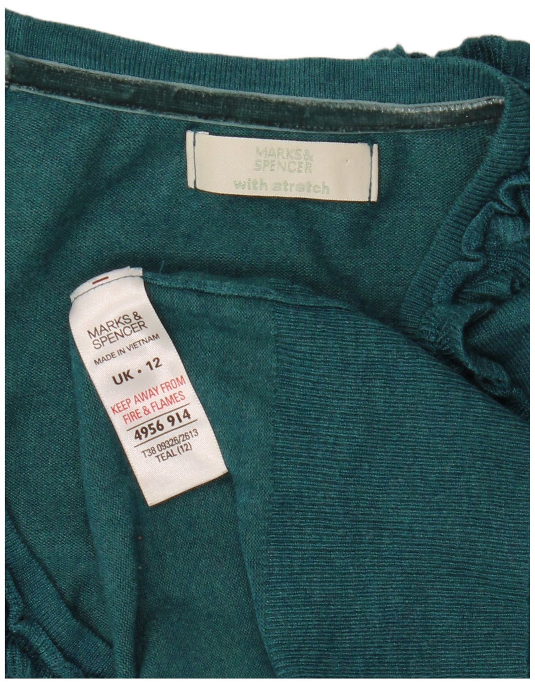 Maglione cardigan corto da donna Marks & Spencer UK 12 verde medio