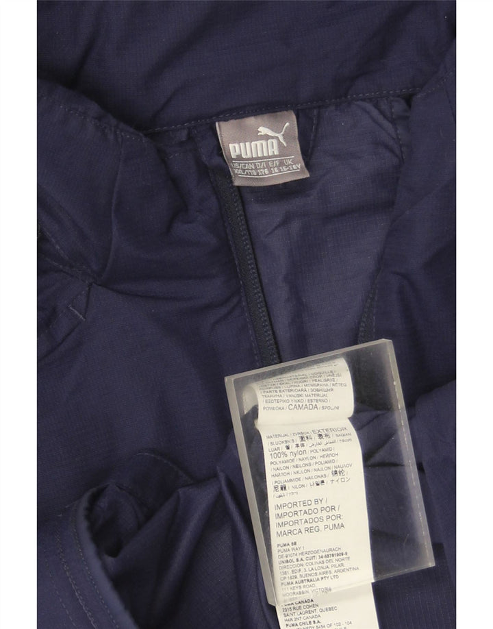 Giacca antipioggia con cappuccio Puma da ragazzo 15-16 anni in nylon blu navy