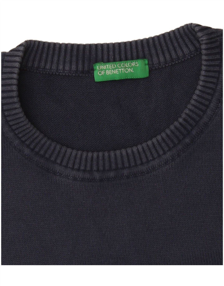Maglione maglione girocollo da uomo Benetton piccolo blu navy