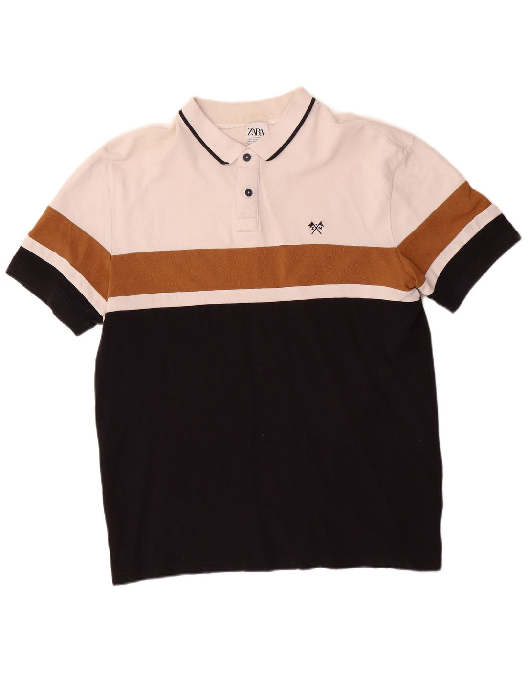 Polo Zara da uomo XL bianca a blocchi di colore