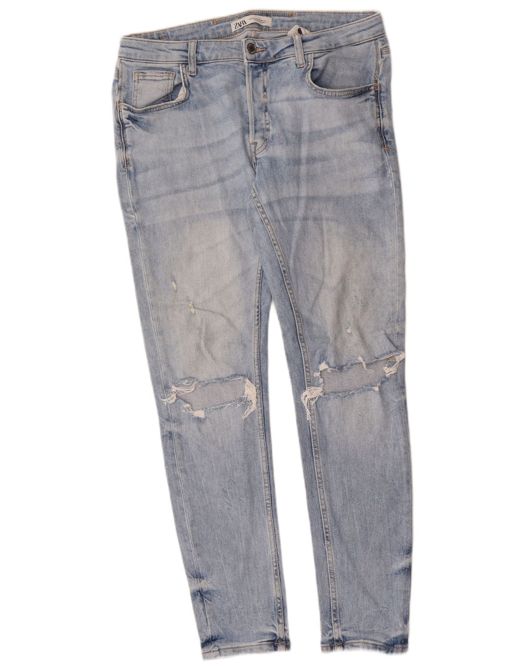 Jeans slim invecchiati da uomo Zara EU 40 medio W31 L30 cotone blu