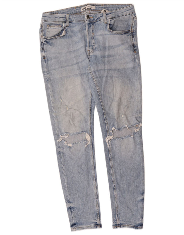 Jeans slim invecchiati da uomo Zara EU 40 medio W31 L30 cotone blu