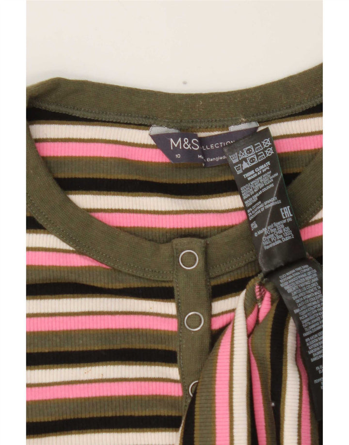 Top a maniche lunghe da donna Marks & Spencer UK 10 piccolo a righe multicolore