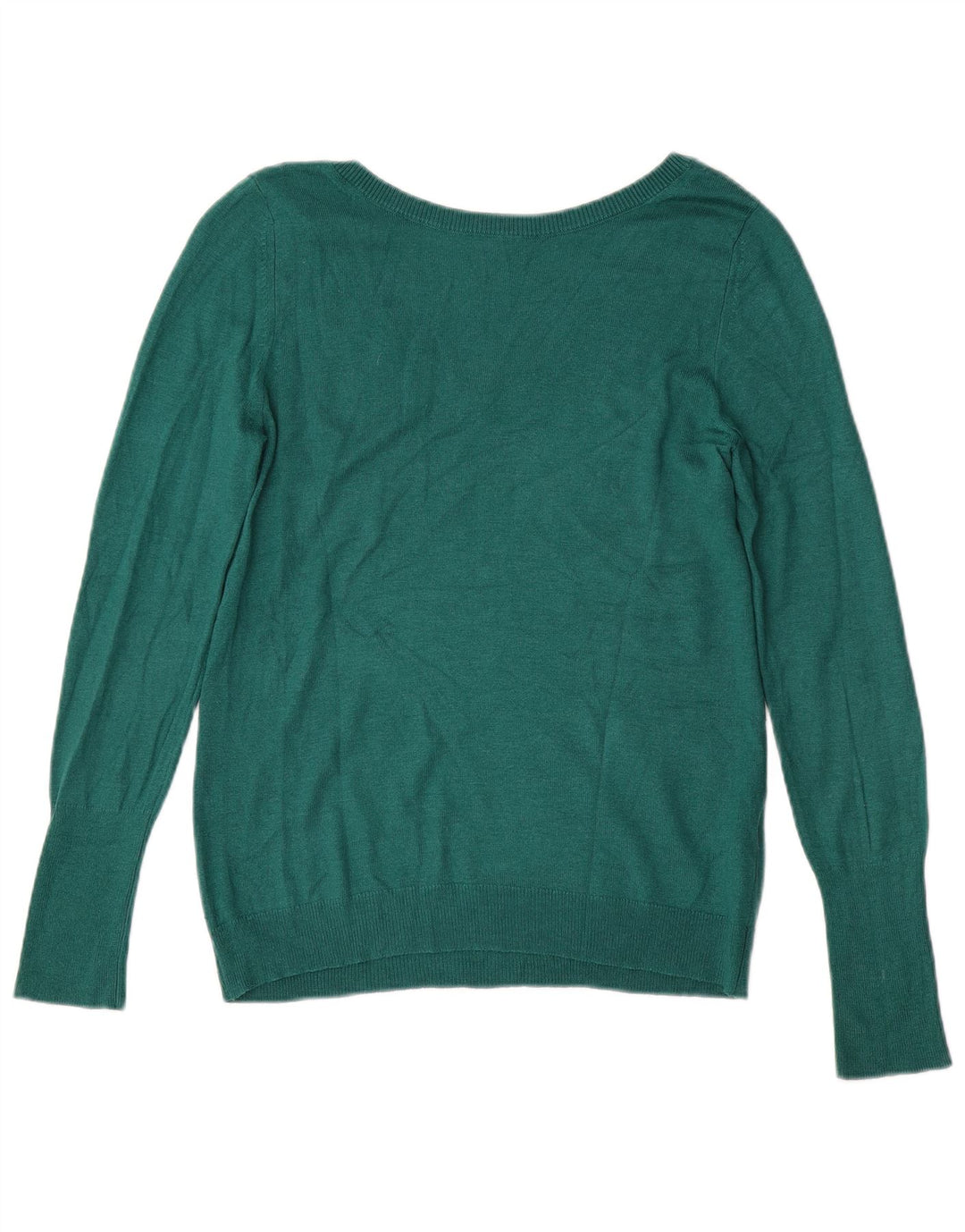 Maglione da donna con scollo a V Benetton UK 12 Viscosa verde medio