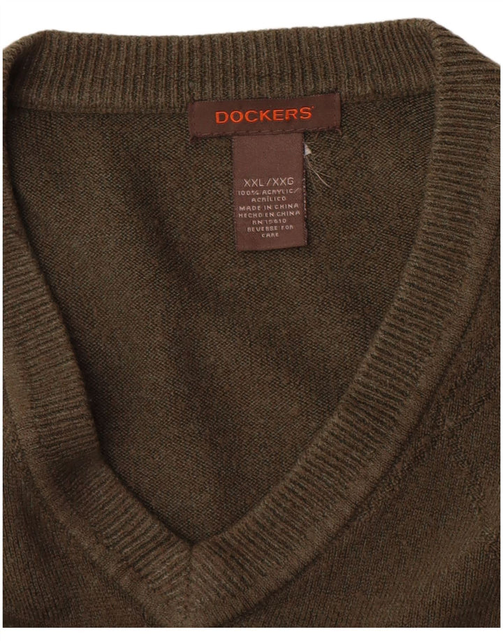 Maglione da uomo con scollo a V Dockers 2XL acrilico kaki