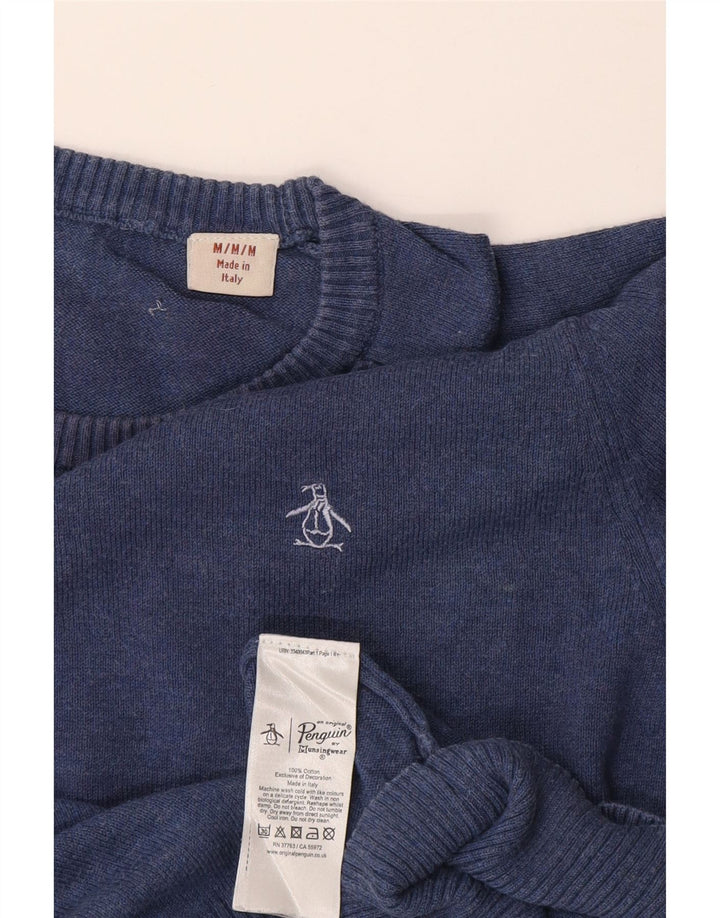 Maglione da uomo girocollo Penguin in cotone blu medio