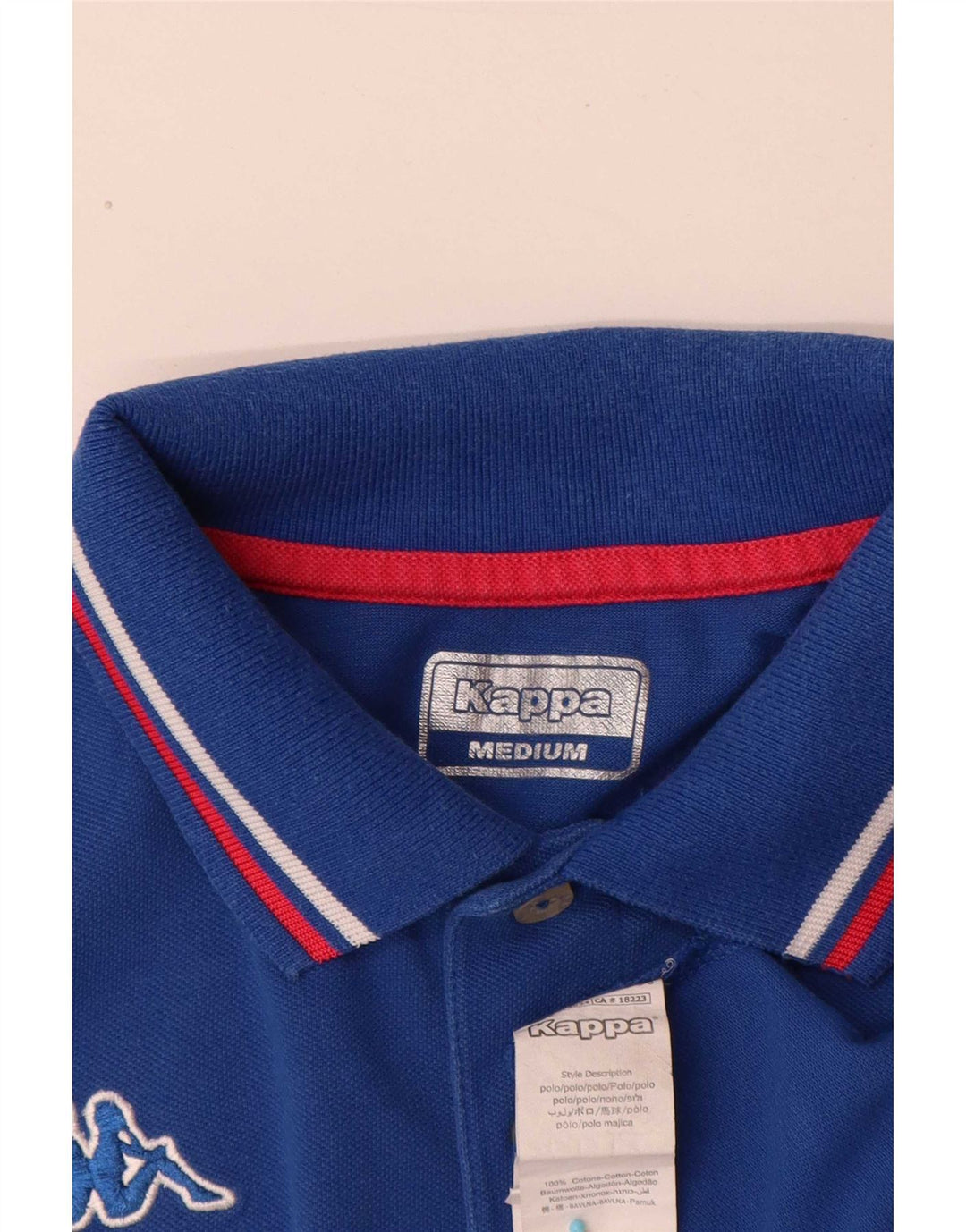 Polo Kappa Uomo Cotone Rigato Blu Medio