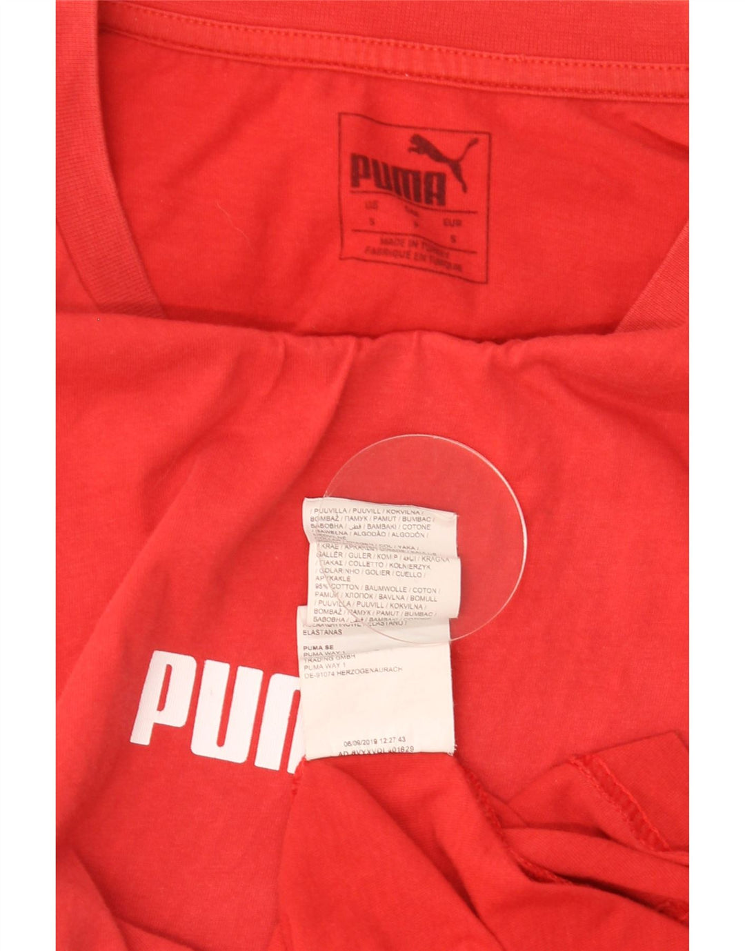 T-shirt grafica da uomo Puma Top Small in cotone rosso