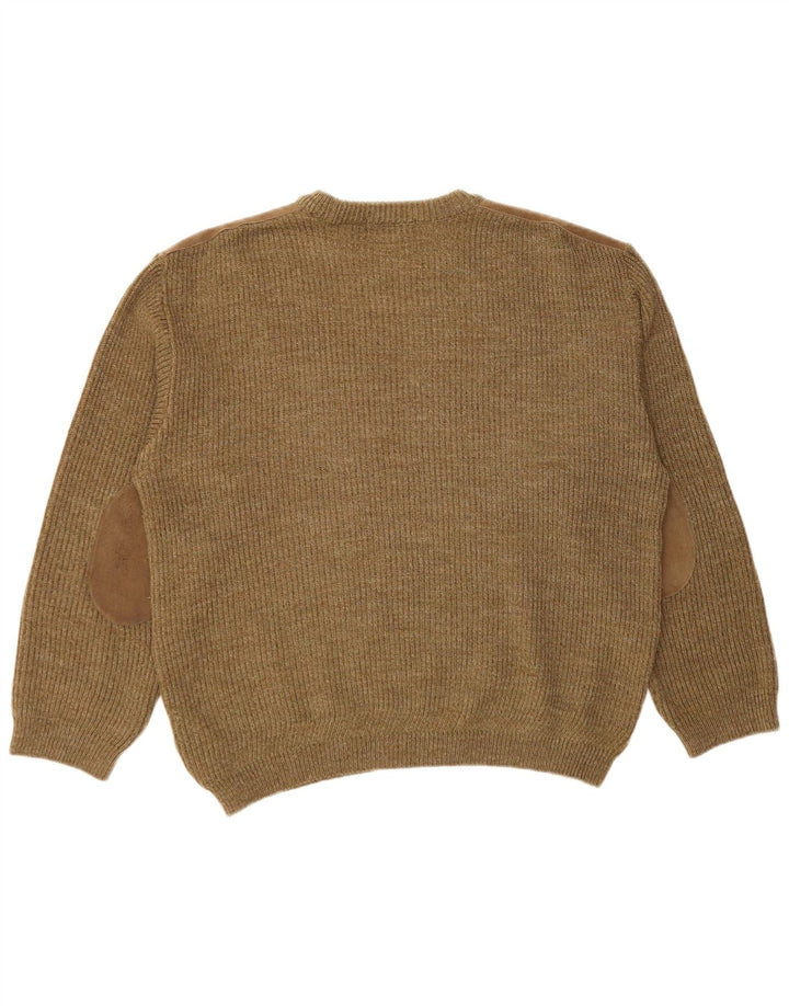 Maglione maglione girocollo da uomo Marks & Spencer grande in lana color kaki