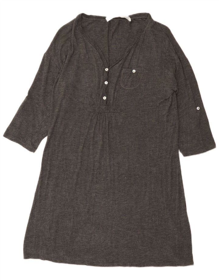 Abito basic da donna con maniche a 3/4 Zara UK 14 grande in viscosa grigia