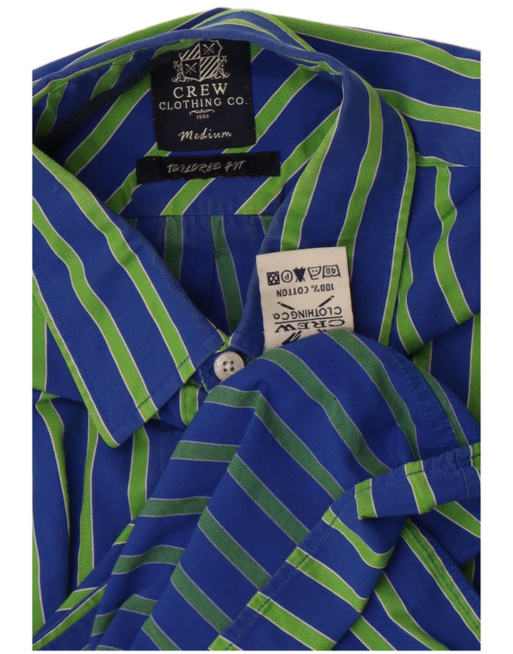 Crew Clothing Camicia da uomo su misura in cotone gessato blu medio