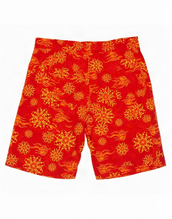 Pantaloncini da bagno Brugi da uomo con motivo astratto, grandi, in nylon rosso