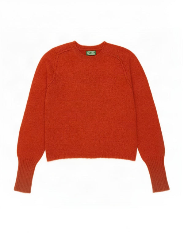 Maglione maglione girocollo corto da donna Benetton UK 10 piccolo acrilico arancione