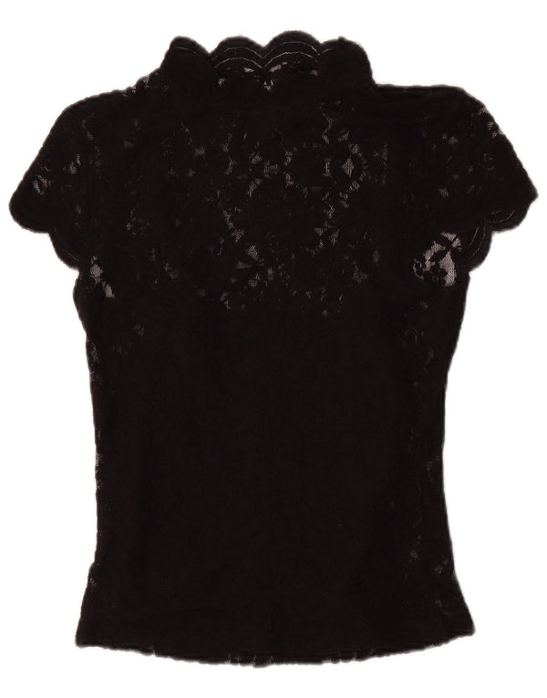 Top in camicetta di pizzo da donna Zara UK 8 piccolo poliestere floreale nero