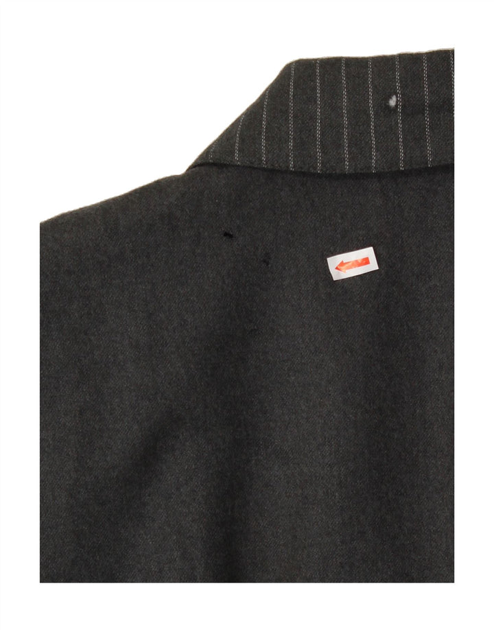 VINTAGE Womens 1 Button Blazer Jacket UK 14 Medium Grey Pinstripe Wool Vintage Vintage and Second-Hand Vintage from Messina Hembry 
