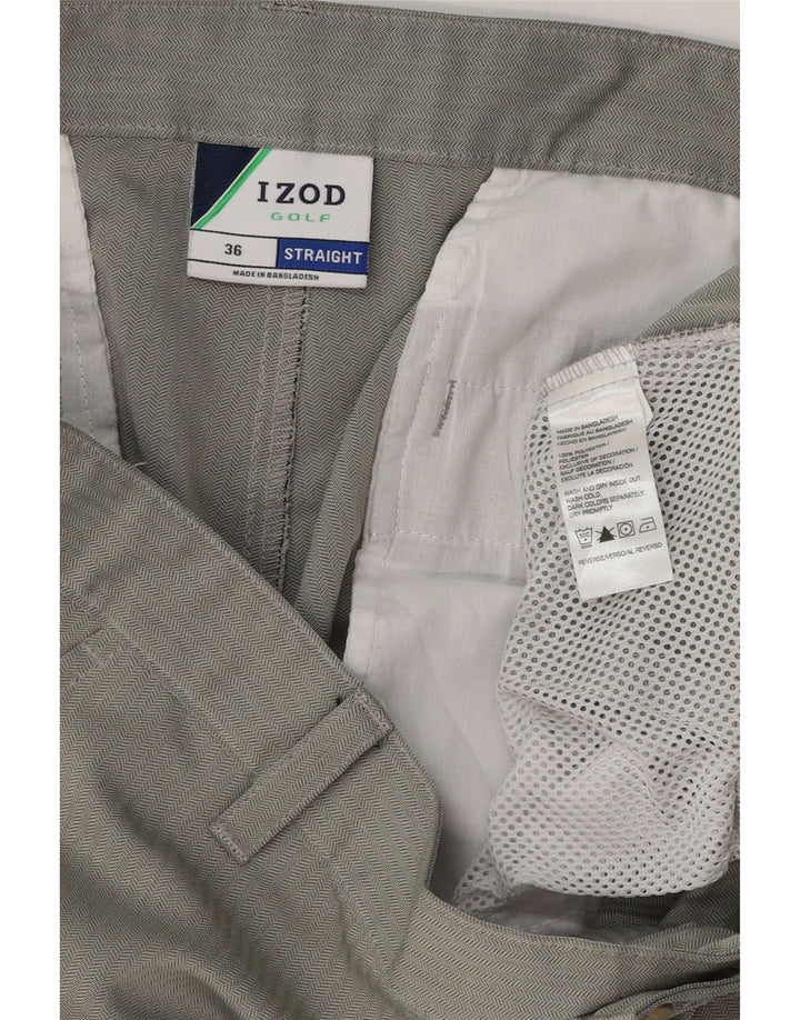 Pantaloncini cargo da golf da uomo IZOD W36 Large in poliestere grigio a spina di pesce