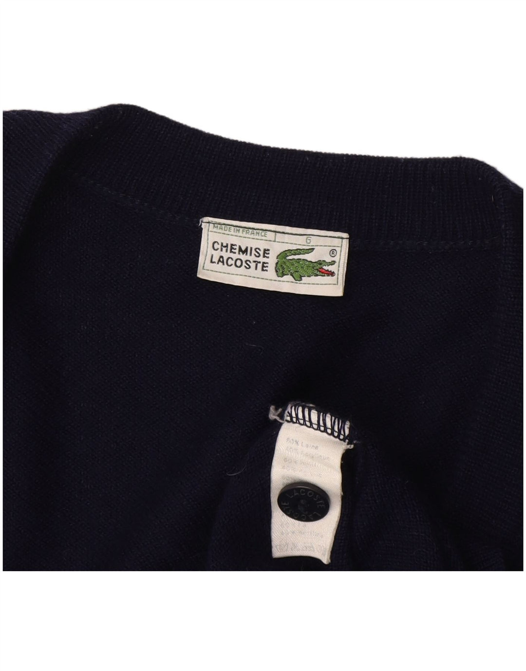 Maglione cardigan da uomo Lacoste taglia 6 XL lana blu navy