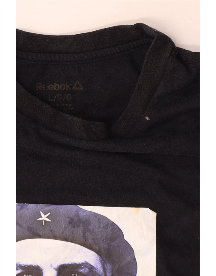 T-shirt grafica da uomo Reebok Top grande in cotone nero