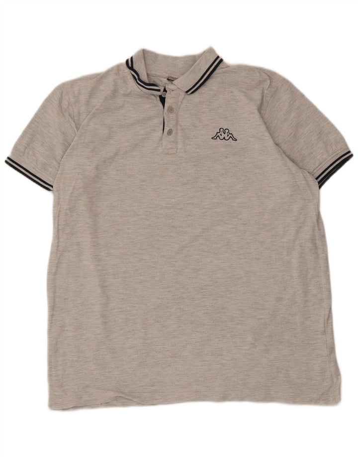 Polo Kappa Uomo XL Cotone Rigato Grigio