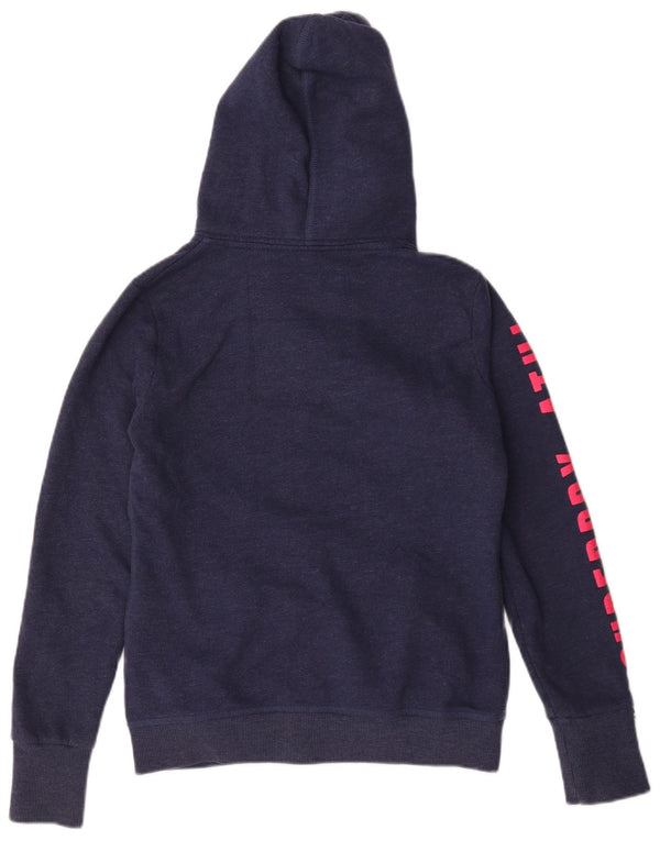 Felpa con cappuccio e zip grafica da donna Superdry UK 14 cotone blu navy medio