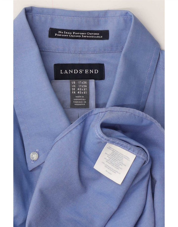 Camicia da uomo Lands End taglia 17 43 XL cotone blu