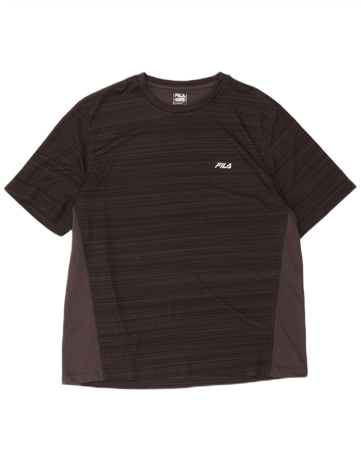 T-shirt Fila da uomo slim fit top 2XL poliestere color block grigio