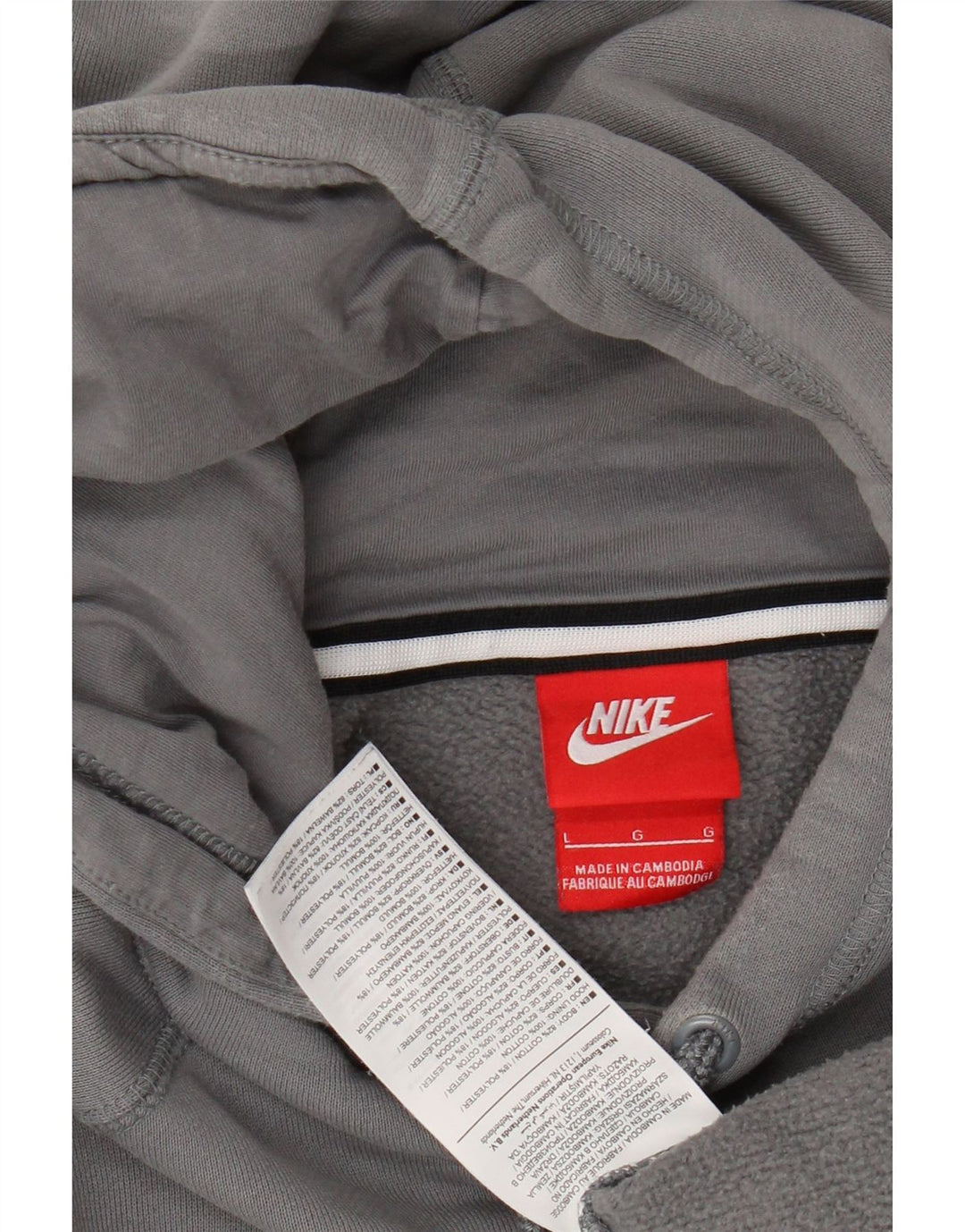 NIKE Felpa con cappuccio grafica da uomo grande in cotone grigio