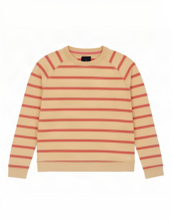 Crew Clothing Felpa da donna Maglione UK 14 Cotone a righe beige medio
