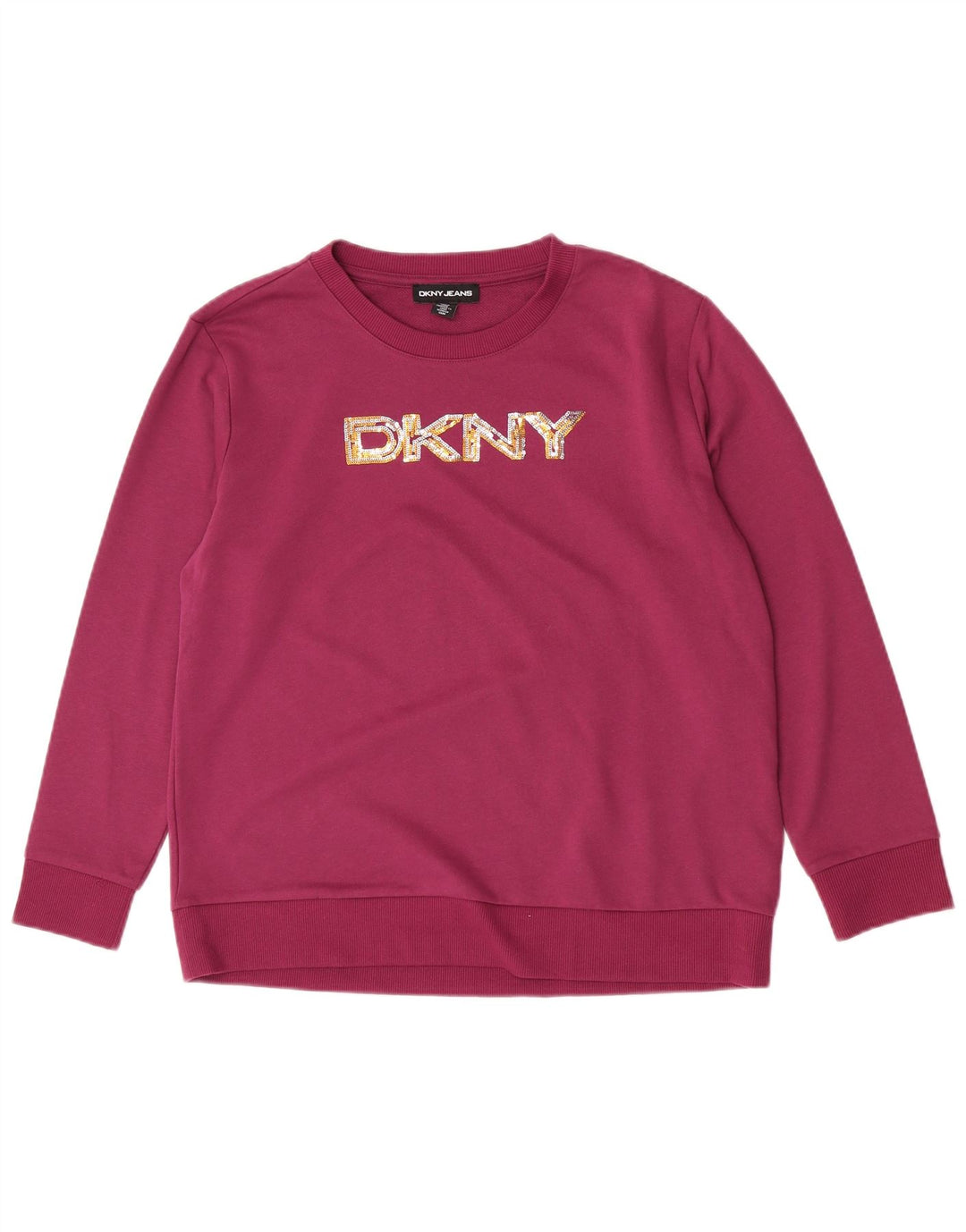 Felpa grafica da donna Dkny Maglione UK 14 Cotone viola medio