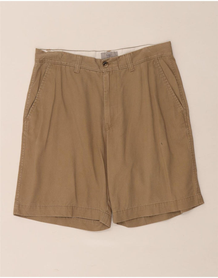 MARKS & SPENCER Pantaloncini chino da uomo W32 cotone marrone medio