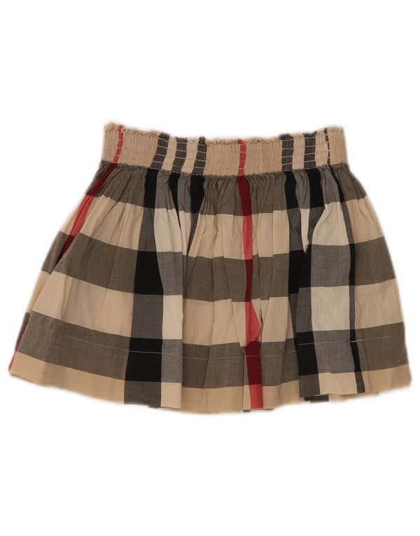Burberry Girls Mini Skirt 7-8 Years W21 Beige Check Cotton