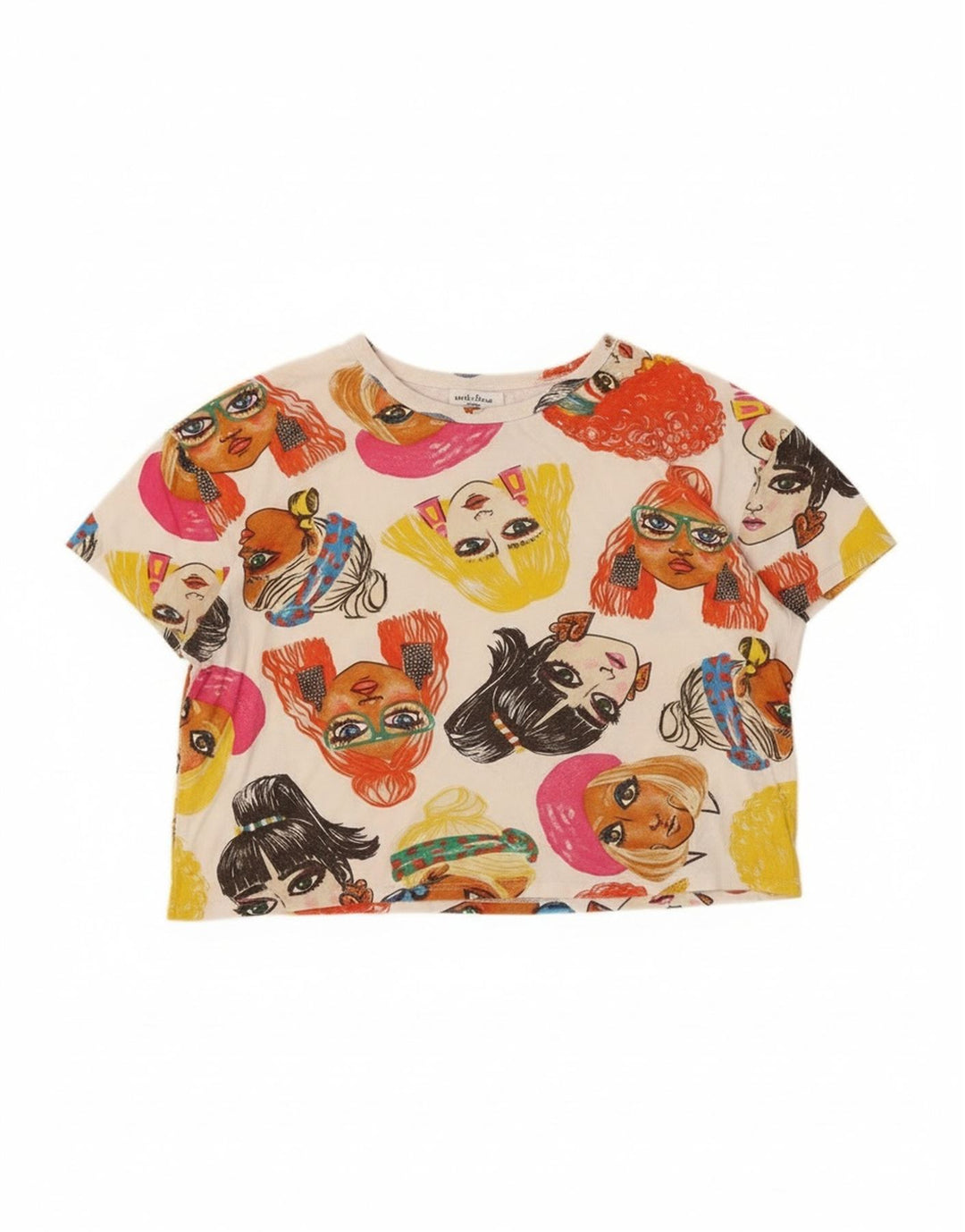 T-shirt grafica corta da donna Zara UK 14 media multicolore