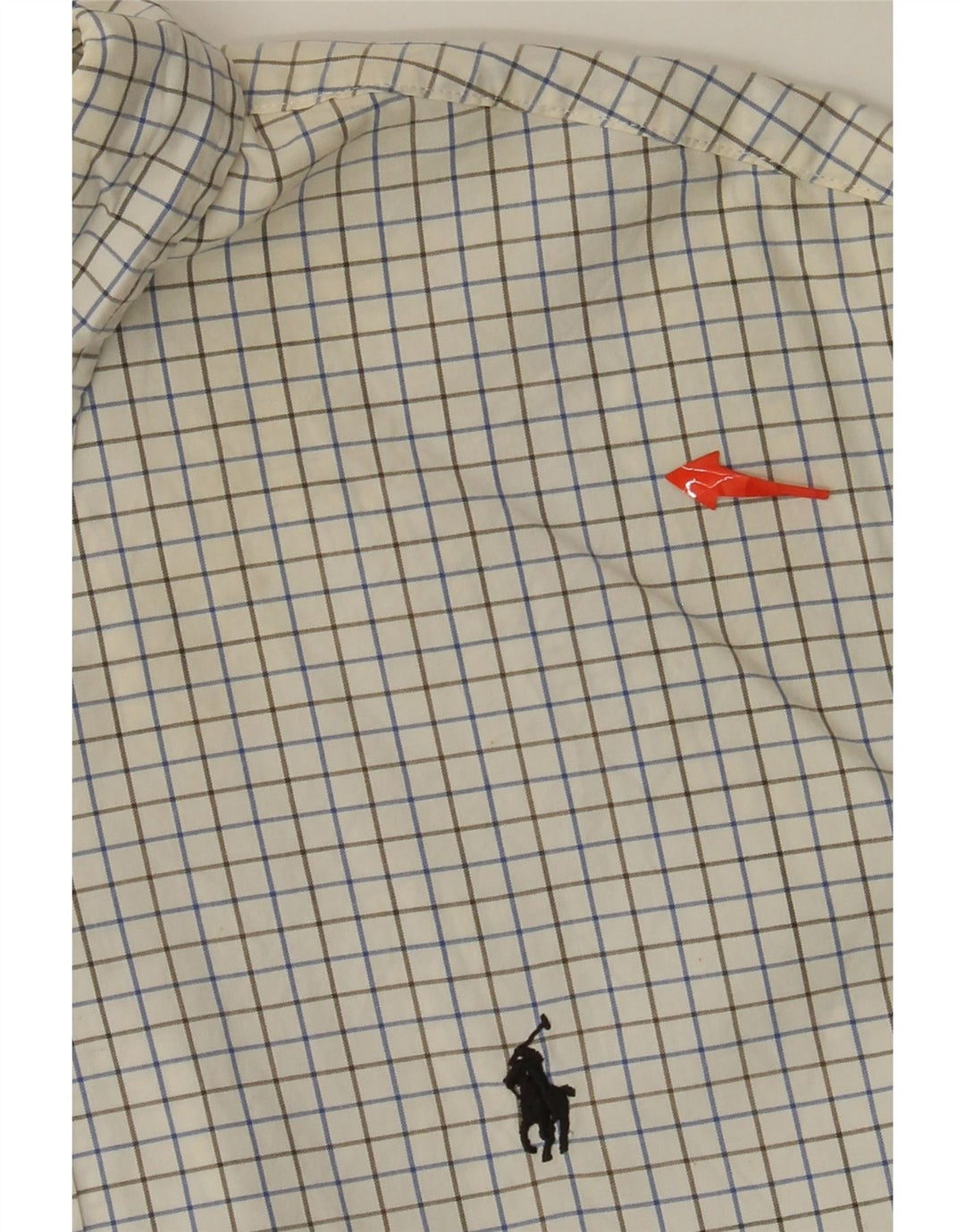RALPH LAUREN Mens Custom Fit Shirt Size 15 1/2 39 Medium Off White Check