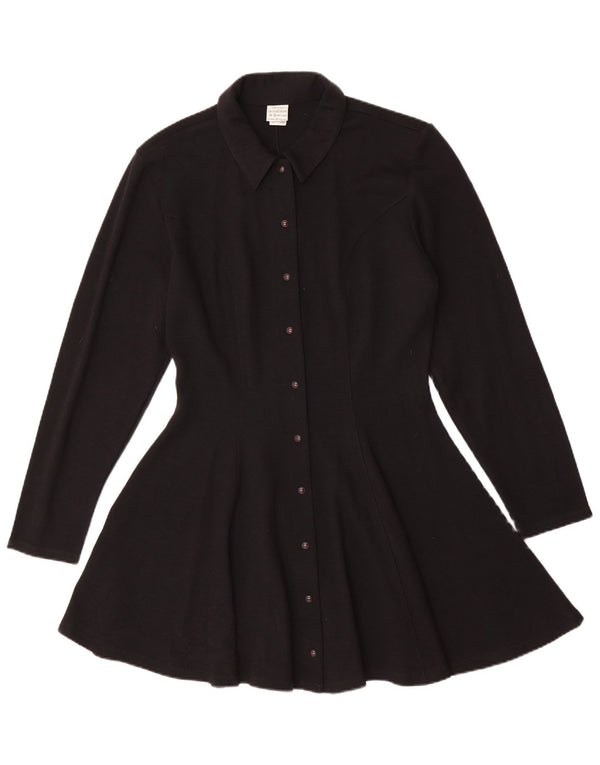 Abito camicia da donna in maglia Benetton UK 14 lana nera media