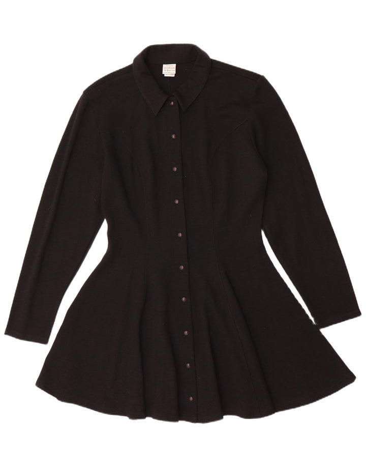 Abito camicia da donna in maglia Benetton UK 14 lana nera media