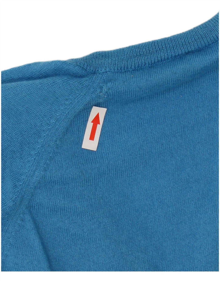Maglione da donna con scollo a V Fred Perry UK 12 Lana blu medio