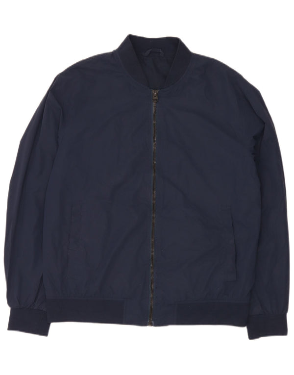Giubbotto bomber da uomo Zara UK 40 grande poliestere blu navy