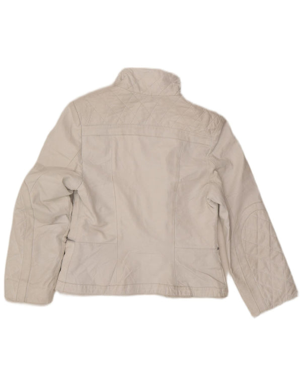 Giacca da motociclista in pelle da donna Mitici Anni UK 18 XL Bianca