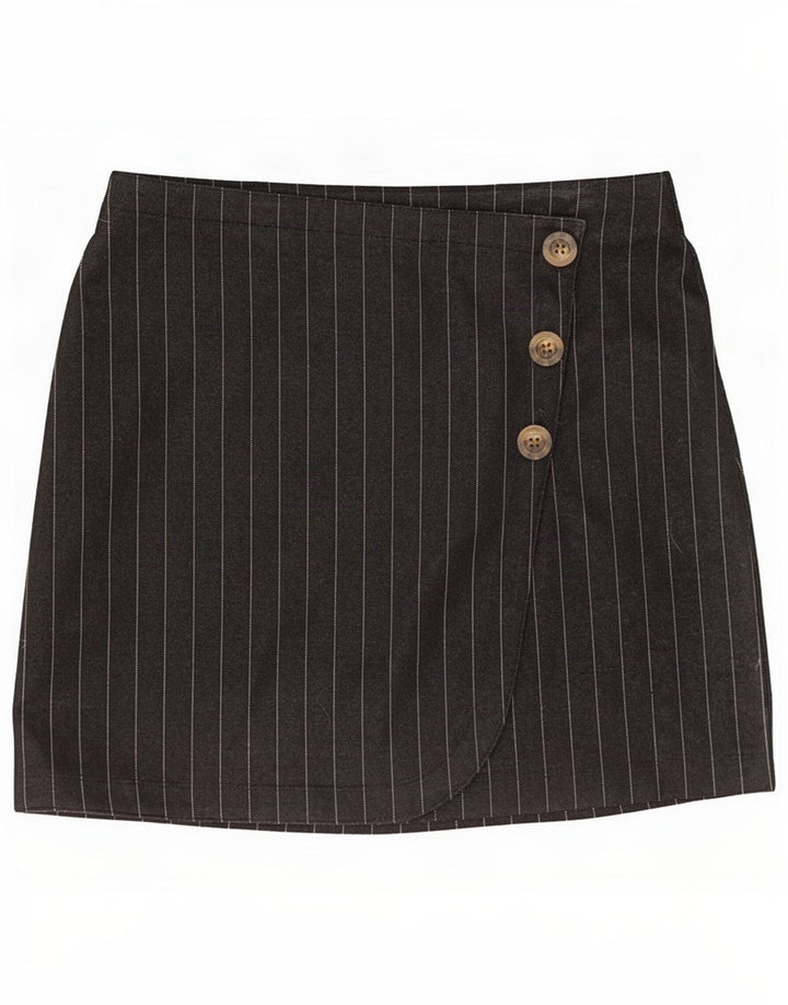 Hollister Mini Gonna a portafoglio da donna media W28 Poliestere a righe nere