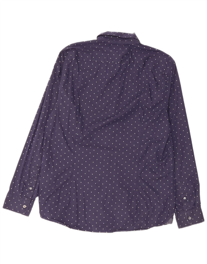 Camicia da uomo Ted Baker taglia 5 XL cotone maculato blu navy