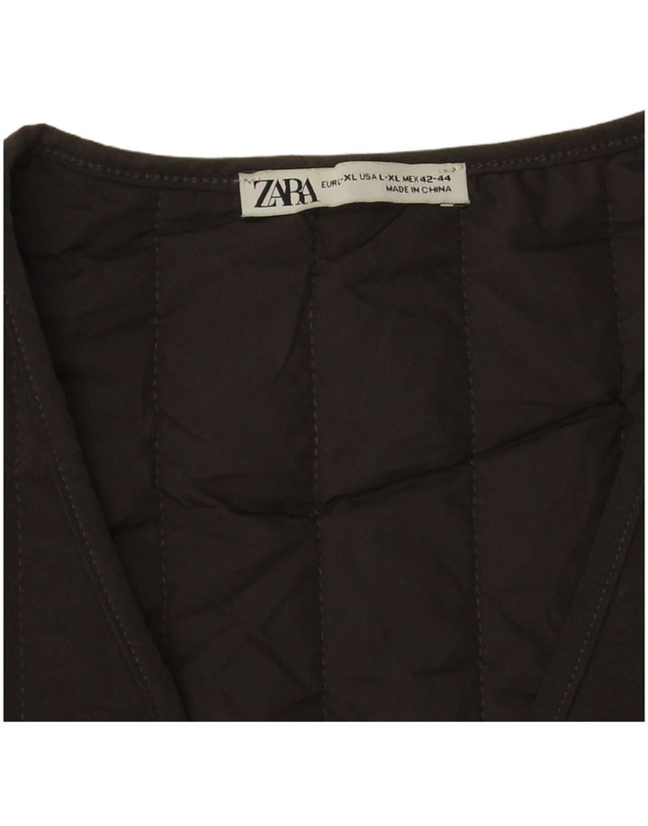 Gilet imbottito da uomo Zara UK 40 grande poliestere grigio