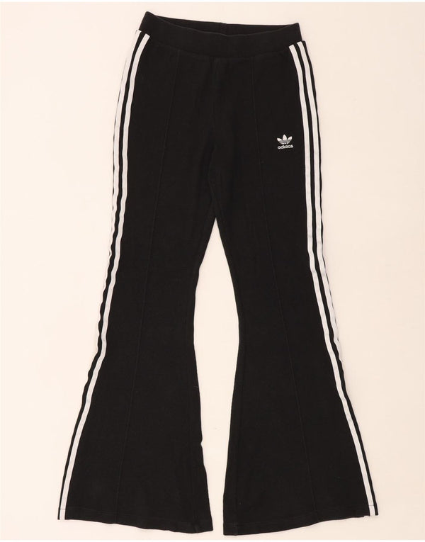 Adidas Womens Flare Tracksuit Trousers UK 16 Large Black Cotton