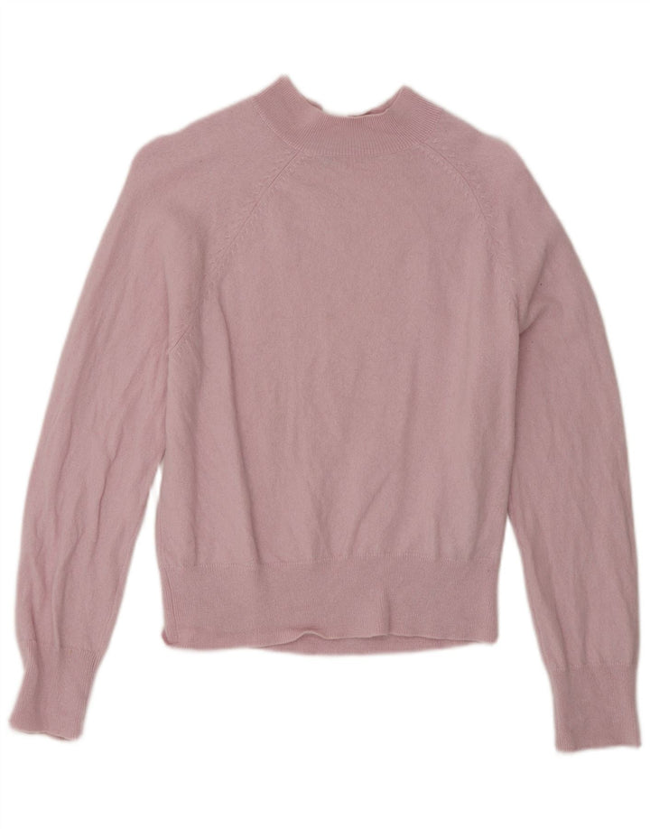 Maglione maglione da donna con collo alto Jigsaw UK 10 piccolo lana rosa