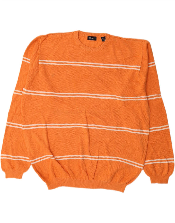 Maglione da uomo girocollo IZOD in cotone a righe grandi arancioni