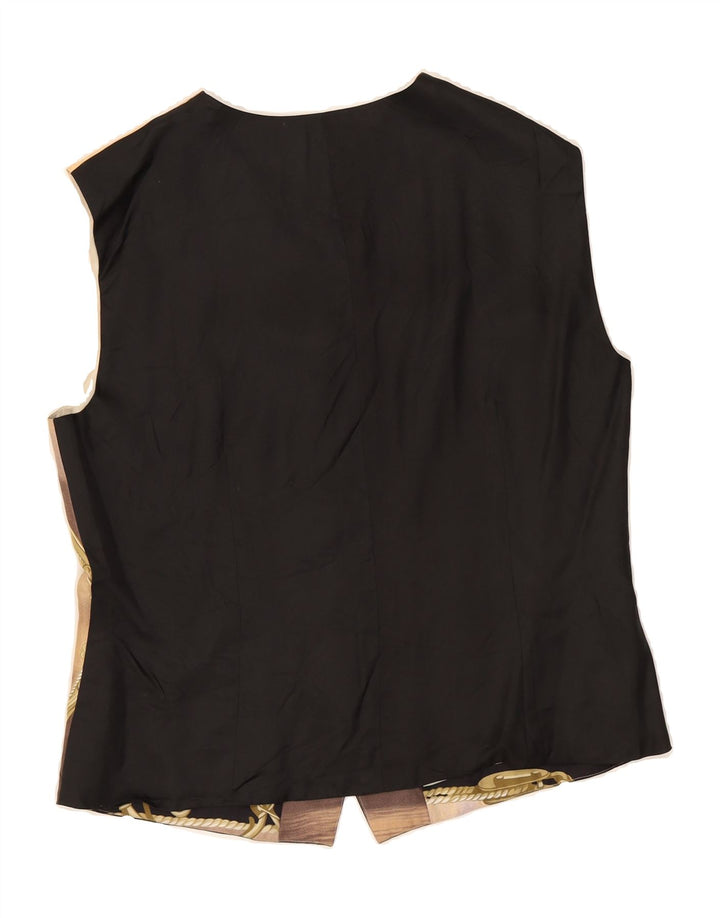 VINTAGE Womens Abstract Pattern Waistcoat UK 14 Medium Black Vintage Vintage and Second-Hand Vintage from Messina Hembry 